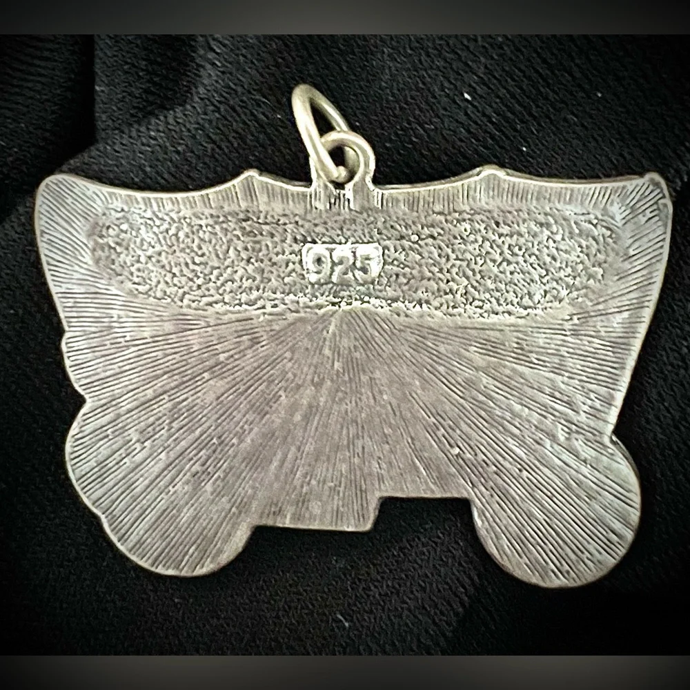 VINTAGE 80s Sterling Silver Wagon Pendant  1” x 1.5”  Stamped STERLING Western